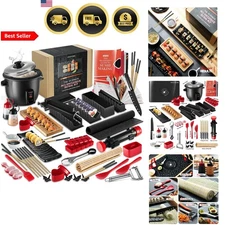 Sushi Making Kit with Rice Cooker BPA-Free Complete Sushi Roll Maker Set