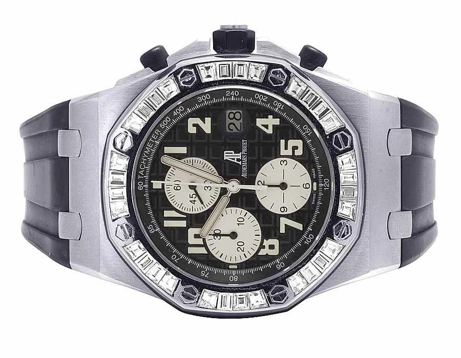Audemars Piguet — Mens 42 MM Audemars Piguet Royal Oak Offshore Bagette with 5.5 Ct of VS Diamond