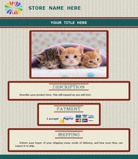 AUCTION TEMPLATE Stripe BG Design Dark Aqua & Maroon - With FREE Emal Shipping