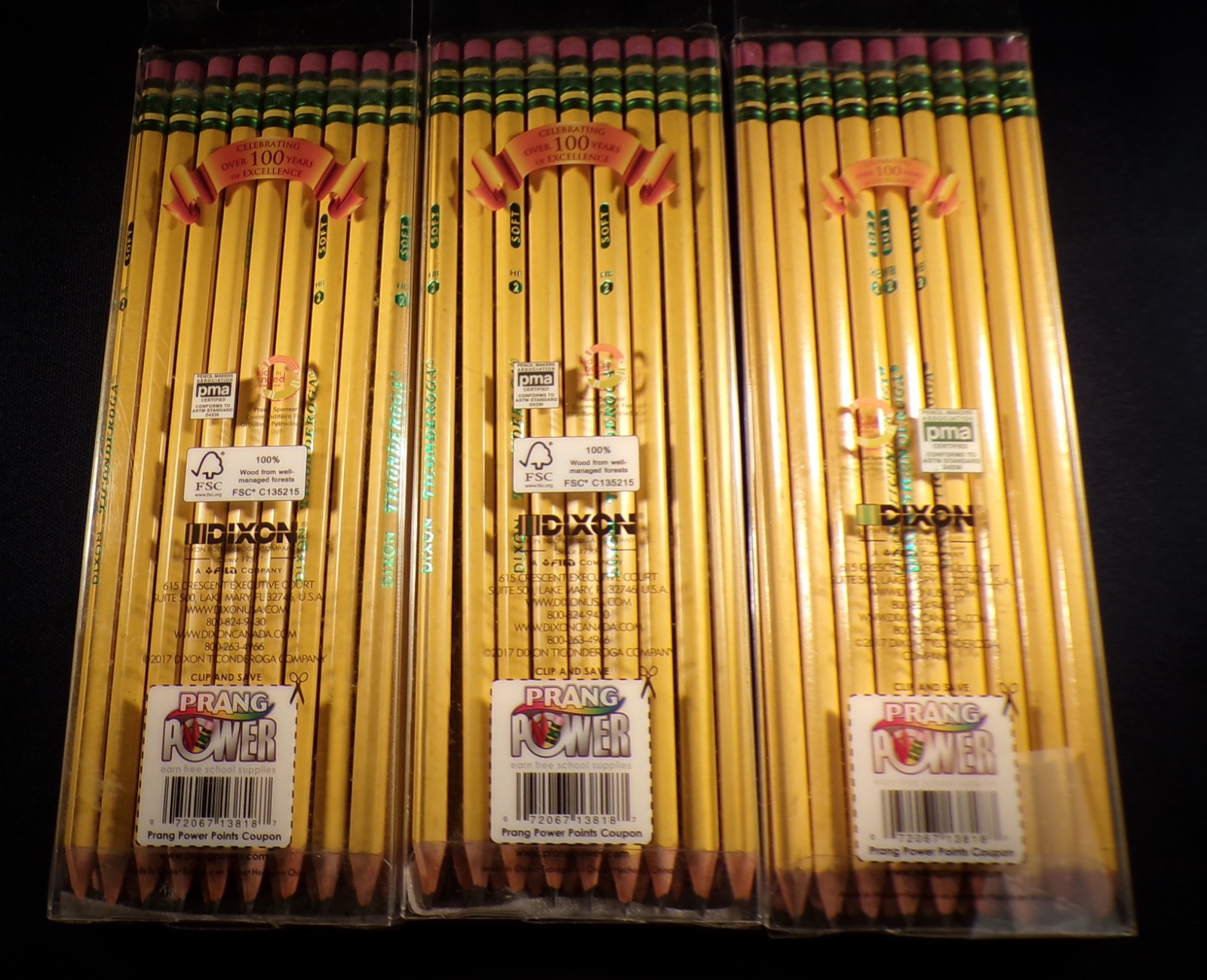 Dixon Ticonderoga Wood-Cased No. 2/HB Pencils, Pre-Sharpened, 3 PACK of 18 (54)