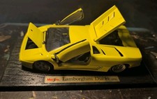 1990 Maisto 1:18 Yellow Lamborghini Diablo W/ Base - Many Vehicles Available 