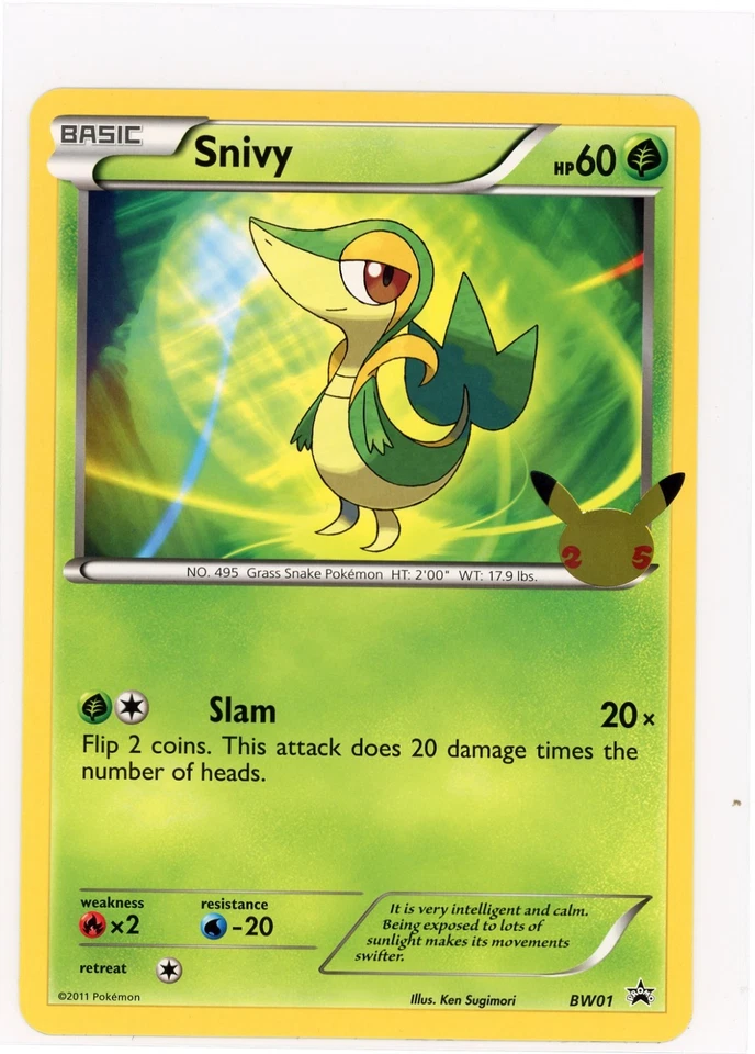 Pokemon Snivy BW01 First Partner Pack 25th Anniversary Jumbo Promo Card - Image 3 of 4