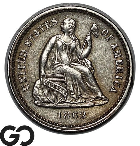 1862 Seated Liberty Half Dime, BU+ Civil War Date Issue