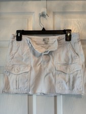 American Eagle Outfitters White Cotton Cargo Mini Skirt Size 0 Button Pockets