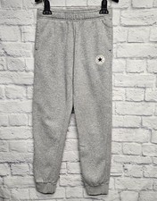 CONVERSE BOYS GIRLS L 12 13 GRAY LOGO FLEECE ELASTIC WAIST JOGGER SWEAT PANTS
