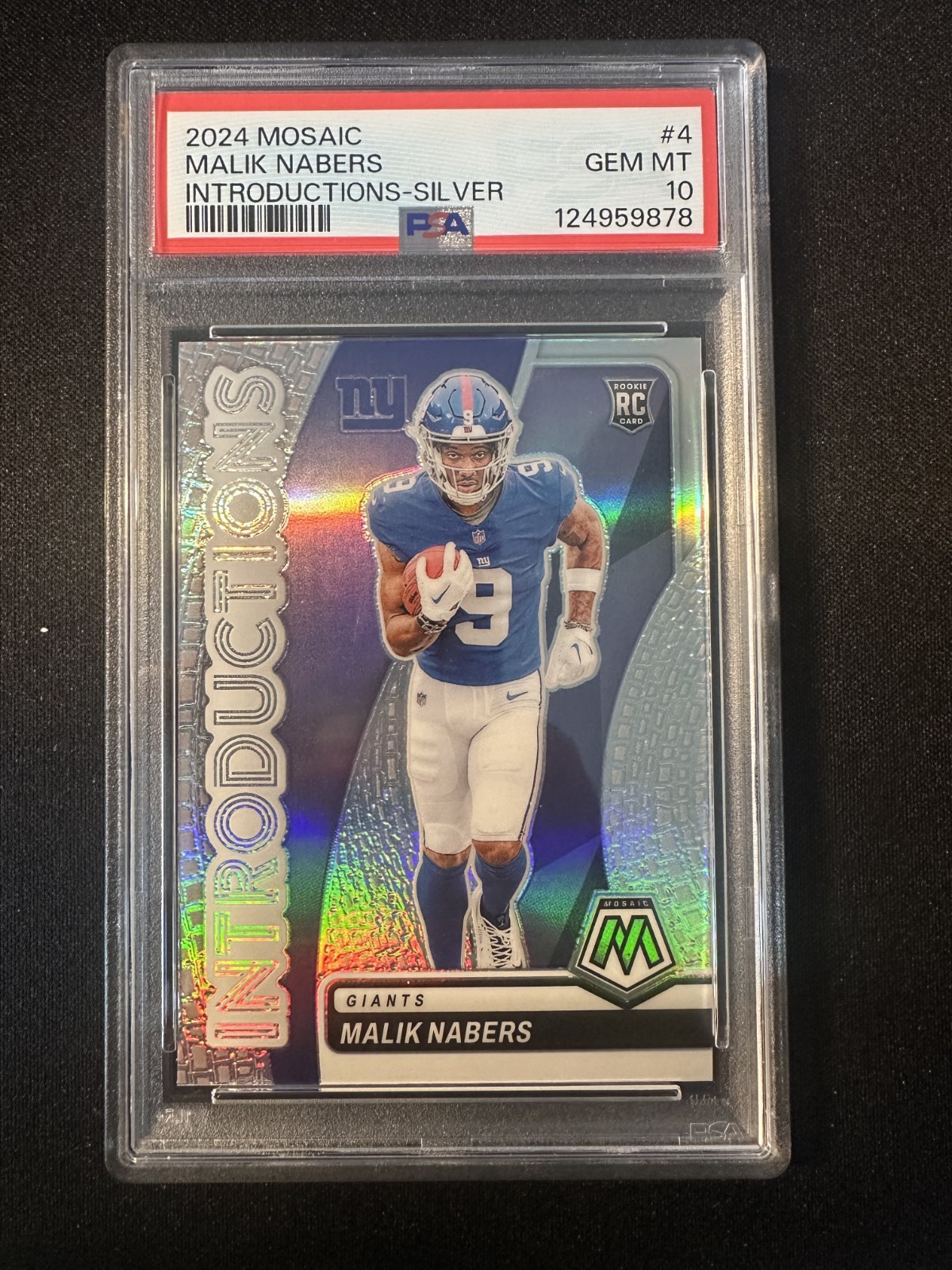 2024 Panini Mosaic - Introductions Malik Nabers #4 Silver Prizm (RC) PSA 10