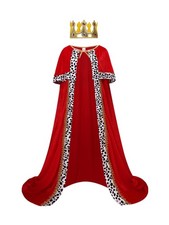 GRAJTCIN King Costume Cape Adult Full Length Velvet Cloak Halloween Medieval ...