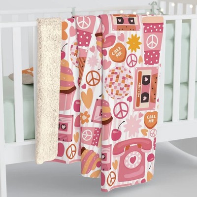 Retro Inspired Cozy Sherpa Fleece Blanket Warm Home Decor