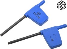 Qty 2 - Wiha Torx T15 X 45mm Flag Wrench - Used - Blue