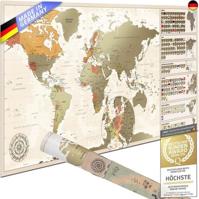Scrape Off World Map Vintage - XXL Weltkarte zum frei Rubbeln 100 x 45 cm - Rubb