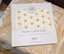 Parker Co Muslin Cotton Baby Blanket White Yellow Sun