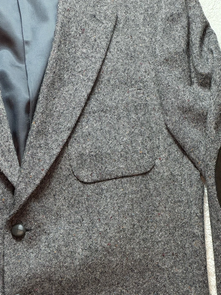Chaqueta Stafford Tweed 44R Gris Mancha Parche Bolsillos Abrigo Deportivo Parches en el Codo Foto 3 de 4