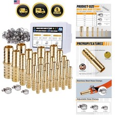 26PCS Brass Hose Barb Fitting,Barb Splicer Mender Hose Fittings 3/16" 1/4" 5/...