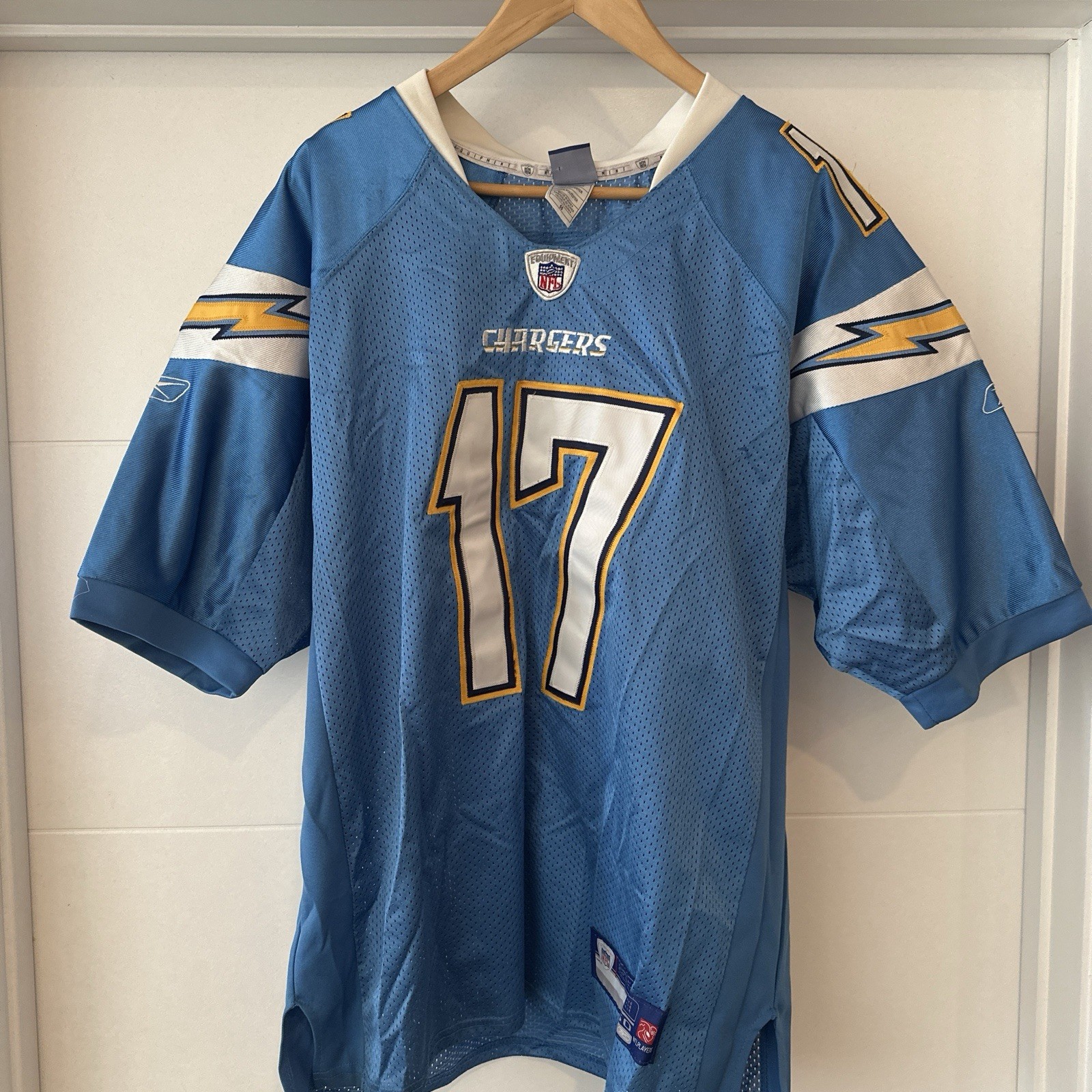 NFL San Diego Chargers Phillip Rivers Sz 50 Reebok Light Blue Jersey thumbnail 2