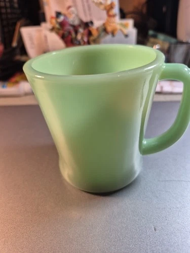 Rare VTG Jadeite Fire-King Heavy D Handle Coffee Mug Restaurant Ware 50s. 60s