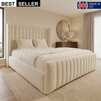 Ottoman Bed Winged Plush Velvet New York Divan Storage Double & King Size Bed