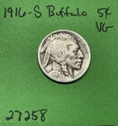 1916 S US Buffalo 🦬 Indian Head Nickel 5c VG Very Good