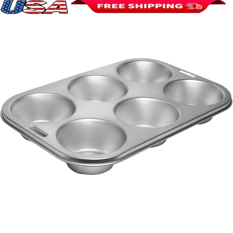 Stainless Steel 6 Cup Muffin Pan Dishwasher Safe Durable Oven Safe Baking Tray