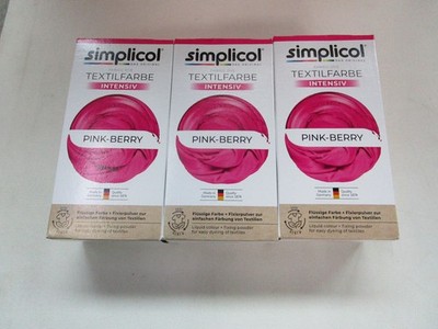 Simplicol-Textilfarbe-Intensiv-150 ml & 400 gr.-in Pink-Berry- 1 x 3-er Set