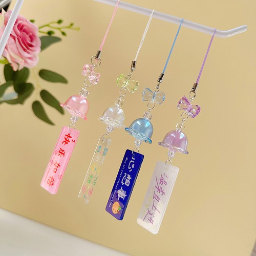 Exquisite Lucky Words Sign Wind Chime Phone Lanyard Sweet Fresh Beaded Keych-wa - Picture 12 of 16