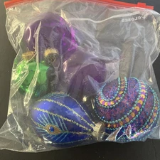 Lot of 5 Vintage Christmas Ornaments – Mixed Colors & Designs Assorted Sizes