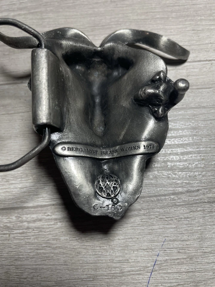 Vintage Bergamot Brass Works Ram, Goat Head Pewter Belt Buckle 1974 Model C-160 - Image 2 of 4