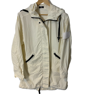 Onitsuka Tiger Jacket XL Extra Large Cream Hooded Windbreaker Long ASICS