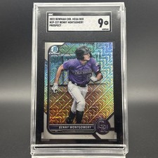 2022 Bowman Mega Box Benny Montgomery Auto Refractor #BMA-BM Rockies SGC 9