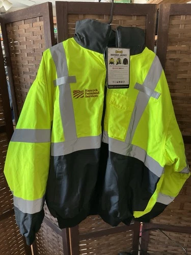 OccuNomix Jacket Mens XL Coat Fleece Lined Workwear Yellow Safety ANSI 107-2015 - product listing photo