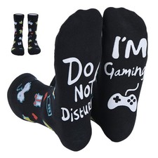Funny Gaming Socks Stocking Stuffers for Adults Teens One Size, Black White