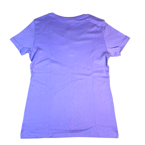 Damen Karen Scott Baumwolle Oberteil T-Shirt Lila Kurzarm V-Ausschnitt Gr. S - Bild 2 von 5