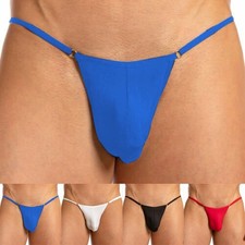 Mens Low-Rise Elastic Bulge Pouch Bikini G-string Briefs T-back Thong Underwear