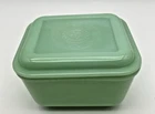 Vintage 1940's Fire King Jadeite Green Philbe 5" x 4.5" Refigerator Dish & Lid