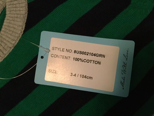 Benito & Benita Boys Pullover Green and Black Striped Sweater Size 3-4 Years NWT - Picture 5 of 5