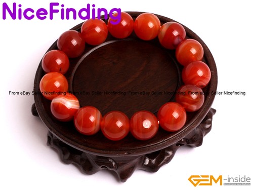 Pulseras elásticas de energía curativa natural hechas a mano con cuentas de sardón rojo regalo para mamá - Imagen 18 de 19