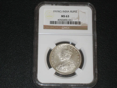 1919C India Rupee. NGC MS 63. Beautiful Coin. 