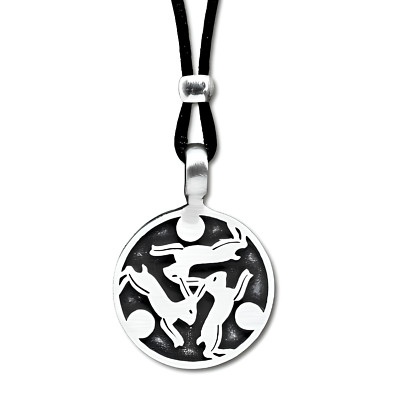 Three Hares Pendant Cord Necklace Trinity Hare Adjustable New Bohemia Jewellery