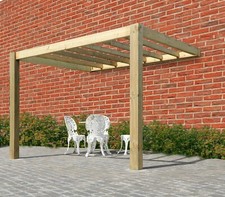 Timber Frame Lean-To 3m x 3m Wooden Garden Shelter Pergola Pressure Treated