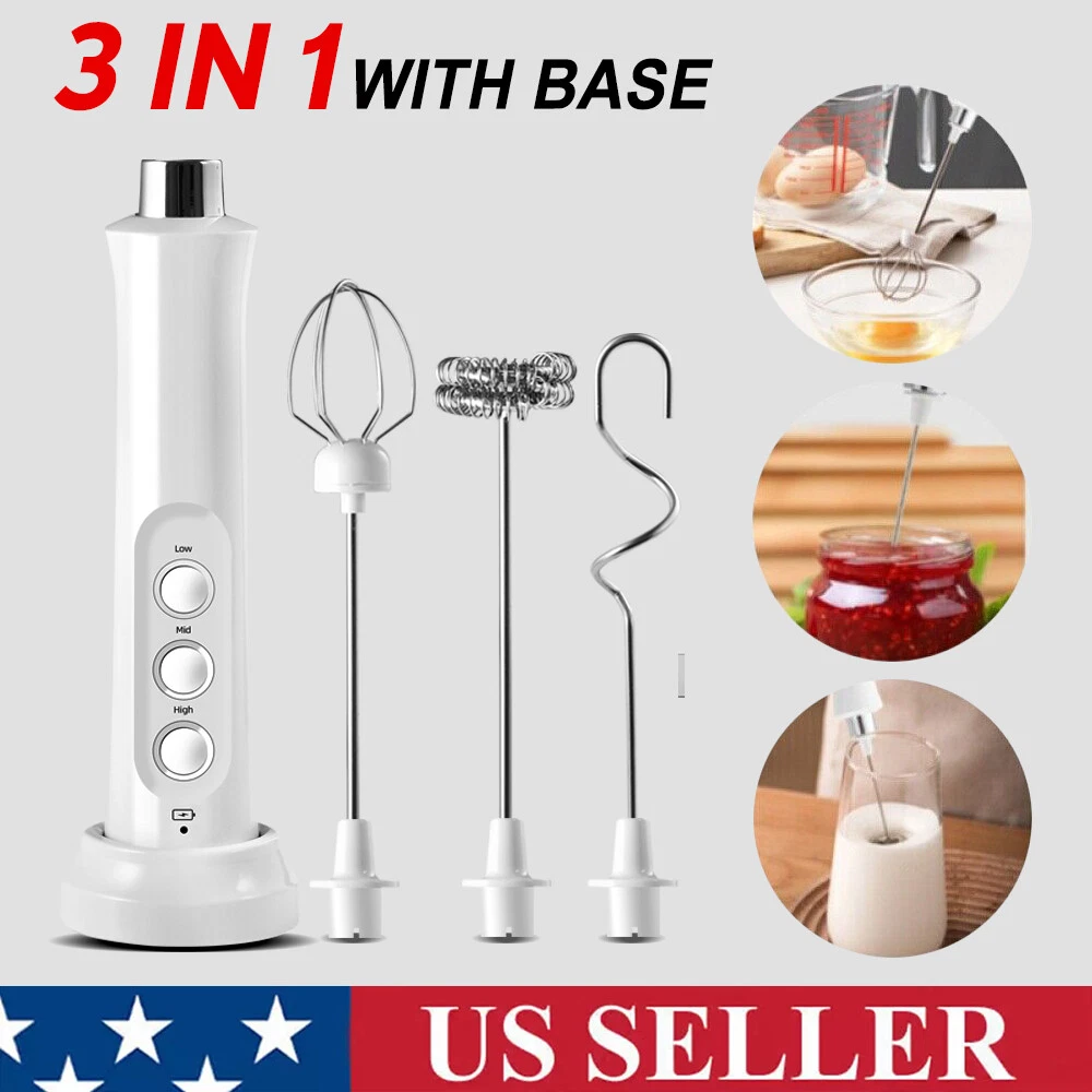 Milk Frother Handheld Double Whisk Foam Coffee Maker USB Rechargeable Electric