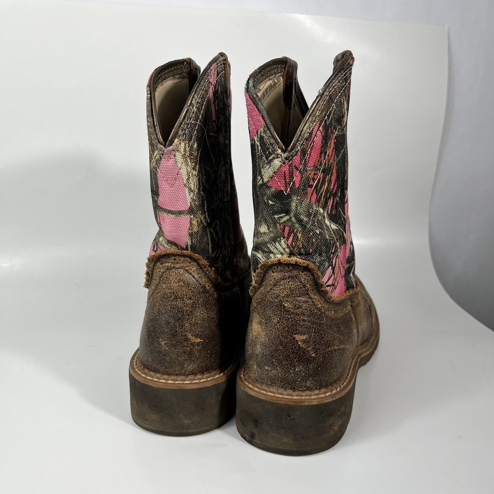 Ariat Women’s Fatbaby Hot Pink Camo Camouflage Workwear Cowgirl Leather