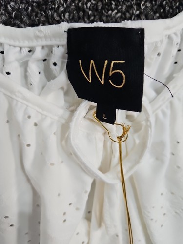Top blusa donna W5 grande bianco maniche con volant centrino occhielli nuovo con etichette - Foto 3 di 7