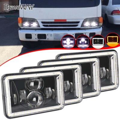 4PCS 4x6'' LED Headlights Hi/Lo Beam DRL Turn Signal fit Isuzu NQR NPR NPR-HD