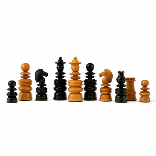 4.2" St. George Staunton Chess Pieces Only in Antiqued Boxwood & Ebony  - Picture 4 of 7