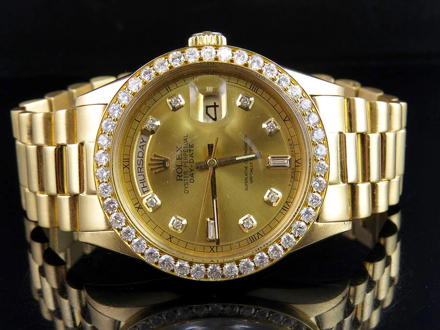 18K Mens Yellow Gold Rolex President 1803 Day Date 36MM Diamond