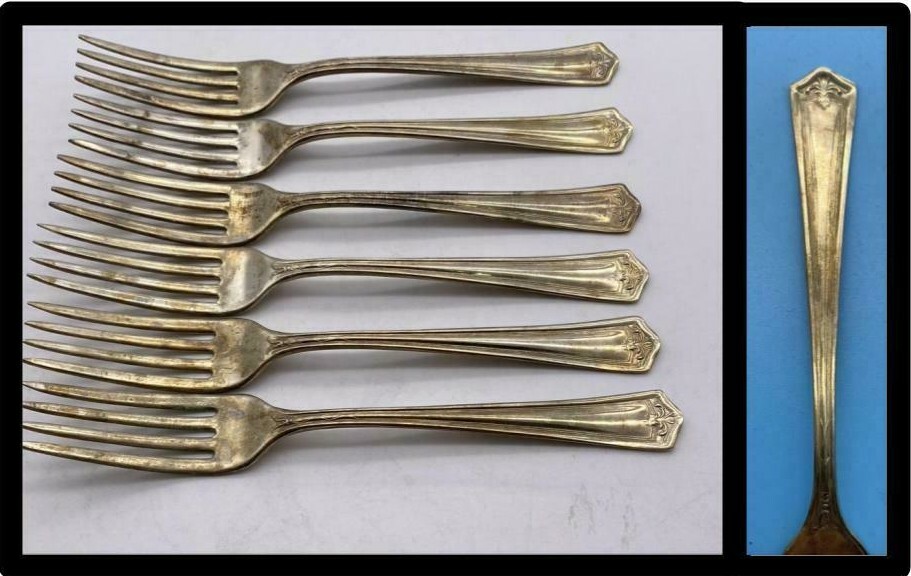 Lot of 6 Pat Mar 1920 WM A Rogers Nickel Silver 6-7/8