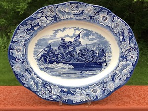 Liberty-Blue-Staffordshire-Ironstone-14-Oval-Platter-England-Washington
