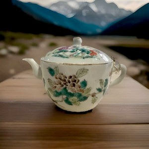 Antique Chinese Famille-Rose Porcelain Flower Design Hand-Painted Teapot