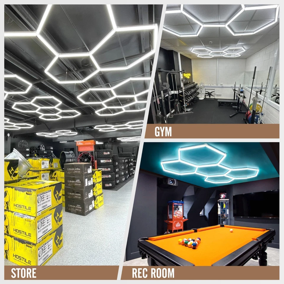 5/8 Hexagon LED Lampe Röhren Werkstatt Garage Decken Leuchte Waben Beleuchtung
