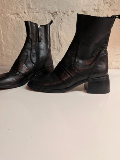 womens black leather ankle boots size 7