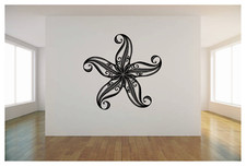 STARFISH WITH FLOWER IN CENTER WALL VINYL ART DECAL 22X22" BEDROOM HOME DECOR